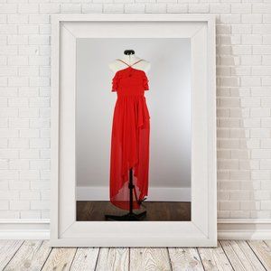 LONG RED "HALTER" DRESS